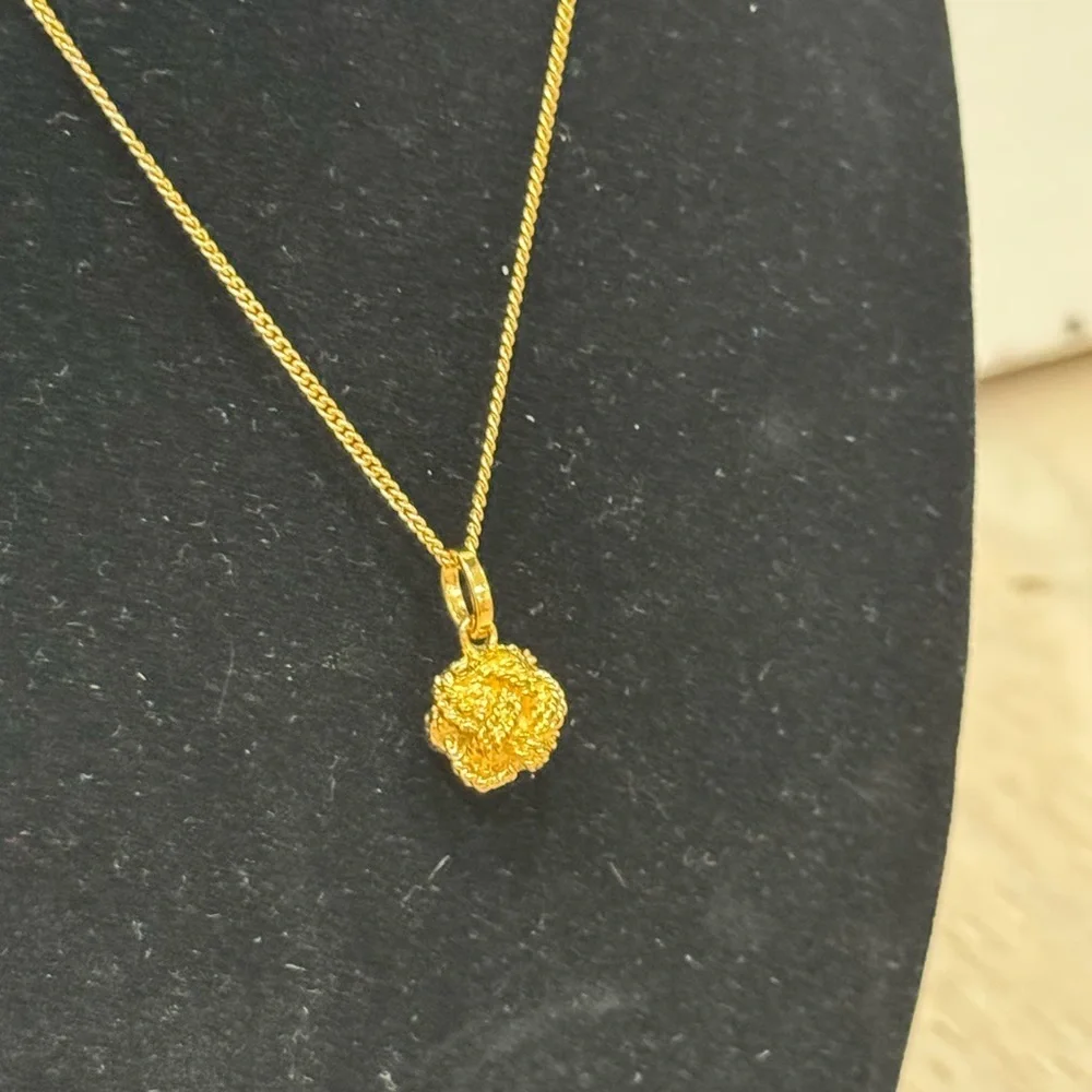 CHANEL Vintage Gold Metal Chain Necklace Roped Ball Drop Pendant Necklace Signed